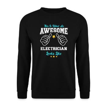 This Is What An Awesome Electrician Looks Like - Unisex Pullover - Schwarz - Vorne - Alina (178cm) & Michal (187cm)