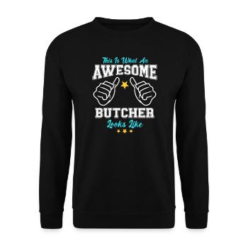 This Is What An Awesome Butcher Looks Like - Unisex Sweatshirt - black - Front - Alina (178cm) & Michal (187cm)