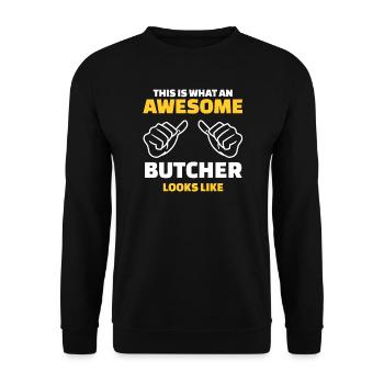 This Is What An Awesome Butcher Looks Like - Unisex Sweatshirt - black - Front - Alina (178cm) & Michal (187cm)