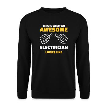 This Is What An Awesome Electrician Looks Like - Unisex Pullover - Schwarz - Vorne - Alina (178cm) & Michal (187cm)