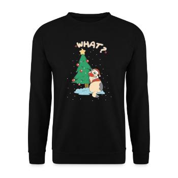 Weihnachts Katze süß unter dem Weihnachtsbaum - Unisex Pullover - Schwarz - Vorne - Alina (178cm) & Michal (187cm)