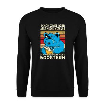 Schon zwei Bier aber noch keine Wirkung, Boostern! - Unisex Pullover - Schwarz - Vorne - Alina (178cm) & Michal (187cm)