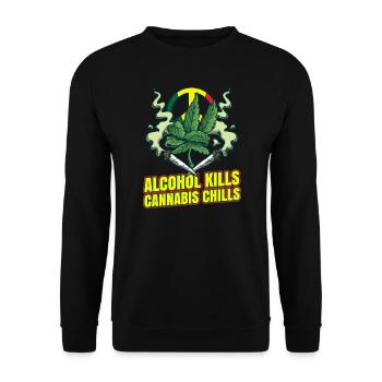 Alcohol Kills Cannabis Chills Weed Smoking Pothead - Unisex Sweatshirt - black - Front - Alina (178cm) & Michal (187cm)