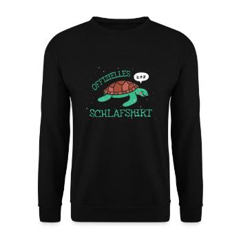 Offizielles Schlafshirt Schildkröte Schlafanzug - Unisex Pullover - Schwarz - Vorne - Alina (178cm) & Michal (187cm)