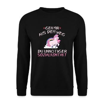 Geh mir aus dem weg du unnötiger Sozialkontakt - Unisex Pullover - Schwarz - Vorne - Alina (178cm) & Michal (187cm)