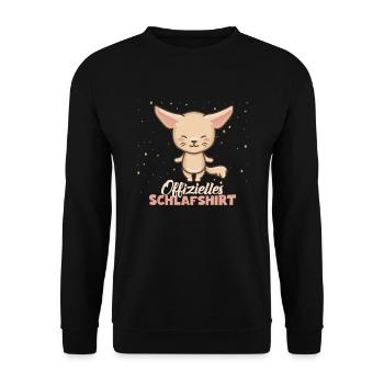 Offizielles Schlafshirt Fuchs süß Schlafanzug - Unisex Pullover - Schwarz - Vorne - Alina (178cm) & Michal (187cm)