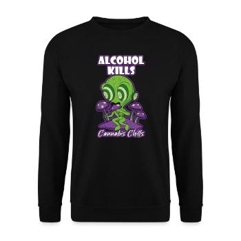 Alcohol Kills Cannabis Chills Weed Smoking Pothead - Unisex Sweatshirt - black - Front - Alina (178cm) & Michal (187cm)