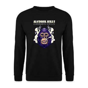 Alcohol Kills Cannabis Chills Weed Smoking Pothead - Unisex Sweatshirt - black - Front - Alina (178cm) & Michal (187cm)