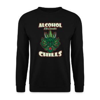 Alcohol Kills Cannabis Chills Weed Smoking Pothead - Unisex Sweatshirt - black - Front - Alina (178cm) & Michal (187cm)