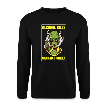 Alcohol Kills Cannabis Chills Weed Smoking Pothead - Unisex Sweatshirt - black - Front - Alina (178cm) & Michal (187cm)