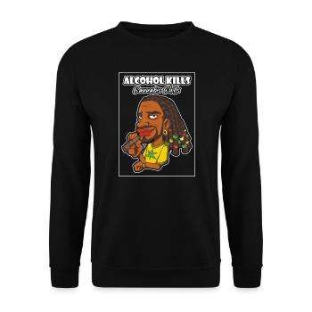 Alcohol Kills Cannabis Chills Weed Smoking Pothead - Unisex Sweatshirt - black - Front - Alina (178cm) & Michal (187cm)