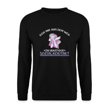 Geh mir aus dem weg du unnötiger Sozialkontakt - Unisex Pullover - Schwarz - Vorne - Alina (178cm) & Michal (187cm)