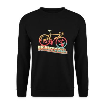 Drahtesel Draht - Esel ,witziges Shirt mit Fahrrad - Unisex Pullover - Schwarz - Vorne - Alina (178cm) & Michal (187cm)