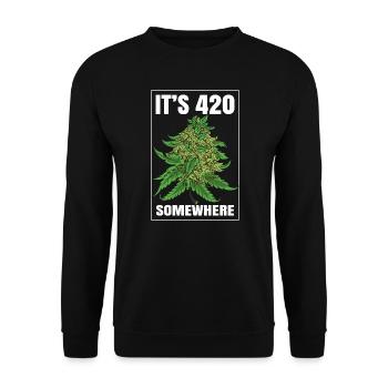 It's 420 Somewhere Cannabis Weed Smoking THC Ganja - Unisex Sweatshirt - black - Front - Alina (178cm) & Michal (187cm)