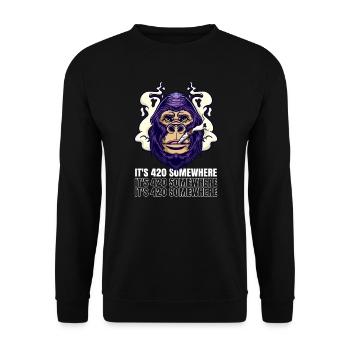 It's 420 Somewhere Cannabis Weed Smoking THC Ganja - Unisex Sweatshirt - black - Front - Alina (178cm) & Michal (187cm)