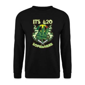 It's 420 Somewhere Cannabis Weed Smoking THC Ganja - Unisex Pullover - Schwarz - Vorne - Alina (178cm) & Michal (187cm)