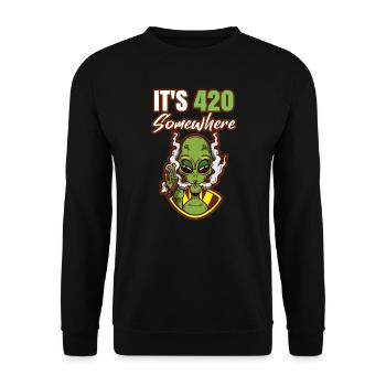 It's 420 Somewhere Cannabis Weed Smoking THC Ganja - Unisex Sweatshirt - black - Front - Alina (178cm) & Michal (187cm)