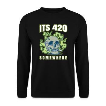 It's 420 Somewhere Cannabis Weed Smoking THC Ganja - Unisex Sweatshirt - black - Front - Alina (178cm) & Michal (187cm)