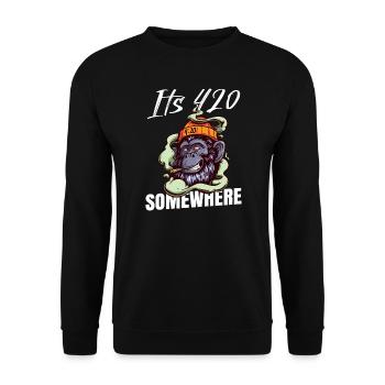 It's 420 Somewhere Cannabis Weed Smoking THC Ganja - Unisex Sweatshirt - black - Front - Alina (178cm) & Michal (187cm)