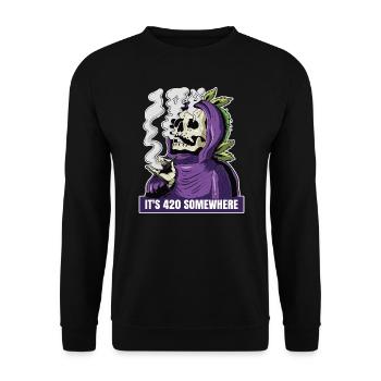 It's 420 Somewhere Cannabis Weed Smoking THC Ganja - Unisex Sweatshirt - black - Front - Alina (178cm) & Michal (187cm)