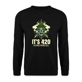 It's 420 Somewhere Cannabis Weed Smoking THC Ganja - Unisex Sweatshirt - black - Front - Alina (178cm) & Michal (187cm)