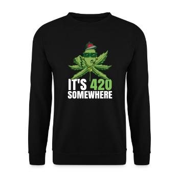 It's 420 Somewhere Cannabis Weed Smoking THC Ganja - Unisex Sweatshirt - black - Front - Alina (178cm) & Michal (187cm)