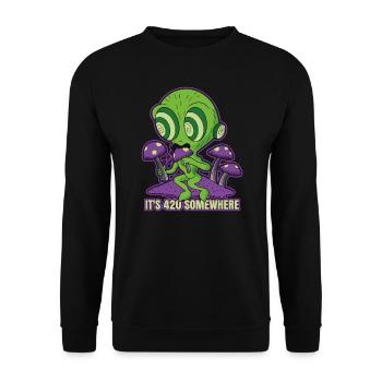 It's 420 Somewhere Cannabis Weed Smoking THC Ganja - Unisex Sweatshirt - black - Front - Alina (178cm) & Michal (187cm)