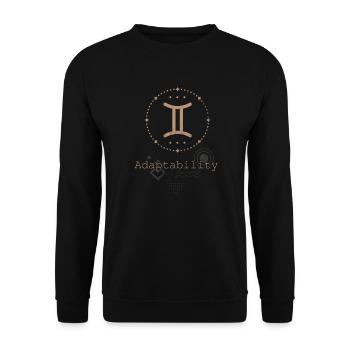 Signe du zodiaque Astrologie Minimaliste Géométrique Gémeaux - Sweat-shirt Unisexe - noir - Devant - Alina (178cm) & Michal (187cm)