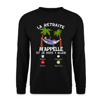 La retraite M'appelle Enfin Idée Cadeau Homme - Sweat-shirt Unisexe - noir - Devant - Alina (178cm) & Michal (187cm)