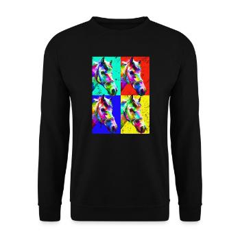 Pop Art Cheval Ferme Animal Lover Drôle Cheval Ri - Sweat-shirt Unisexe - noir - Devant - Alina (178cm) & Michal (187cm)