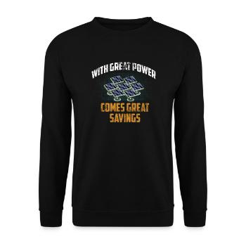 Solarenergie Sonnenkollektoren Große Einsparungen Lustig Sola - Unisex Pullover - Schwarz - Vorne - Alina (178cm) & Michal (187cm)