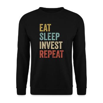 Eat Sleep Invest Wiederholungshändler - Unisex Pullover - Schwarz - Vorne - Alina (178cm) & Michal (187cm)