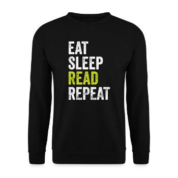 Eat Sleep Read Repeat Book Reader - Unisex Sweatshirt - black - Front - Alina (178cm) & Michal (187cm)