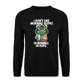 C’est drôle de dire que je n’aime pas les gens du matin... - Sweat-shirt Unisexe - noir - Devant - Alina (178cm) & Michal (187cm)