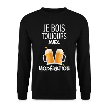 Apéro Modération Humour Bière - Sweat-shirt Unisexe - noir - Devant - Alina (178cm) & Michal (187cm)