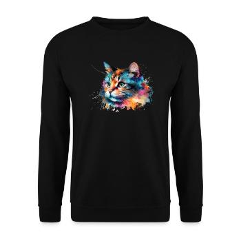 Mignon petit chat Pour les amoureux des chats Coloré - Sweat-shirt Unisexe - noir - Devant - Alina (178cm) & Michal (187cm)
