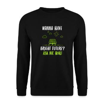 Solarenergie Sonnenkollektoren Helle Zukunft Funny Sola - Unisex Pullover - Schwarz - Vorne - Alina (178cm) & Michal (187cm)