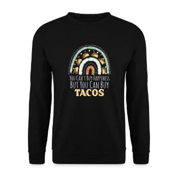 Tacos Lover Bohemian Rainbow Sie können Happine nicht kaufen - Unisex Pullover - Schwarz - Vorne - Alina (178cm) & Michal (187cm)