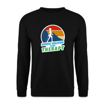 La marche nordique est ma thérapie Course à pied Jogging Randonnée - Sweat-shirt Unisexe - noir - Devant - Alina (178cm) & Michal (187cm)
