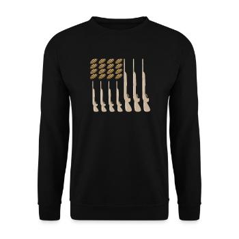 American Flag USA Skeet Shooting Clay Pigeon - Unisex Pullover - Schwarz - Vorne - Alina (178cm) & Michal (187cm)