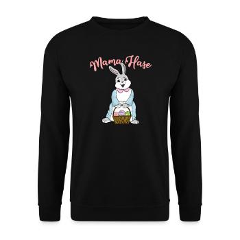 Mama Hase Ostern Familienoutfit Osterhase - Unisex Pullover - Schwarz - Vorne - Alina (178cm) & Michal (187cm)