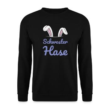Schwester Hase Ostern Familienoutfit Osterhase - Unisex Pullover - Schwarz - Vorne - Alina (178cm) & Michal (187cm)