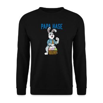 Papa Hase Ostern Familienoutfit Osterhase - Unisex Pullover - Schwarz - Vorne - Alina (178cm) & Michal (187cm)