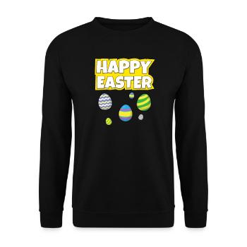 Happy Easter Cute Funny Easter Ostern Rabbit - Unisex Pullover - Schwarz - Vorne - Alina (178cm) & Michal (187cm)