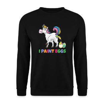 I Paint Eggs Funny Easter Unicorn Easter Eggs - Unisex Pullover - Schwarz - Vorne - Alina (178cm) & Michal (187cm)