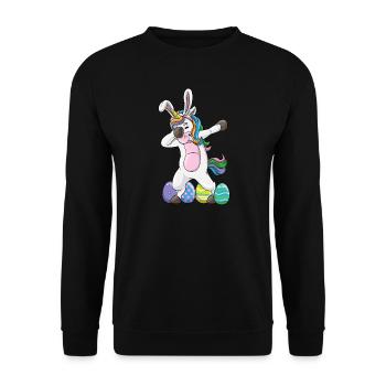 Dabbing Unicorn Easter Rabbit Dab Dance Easter Egg - Unisex Pullover - Schwarz - Vorne - Alina (178cm) & Michal (187cm)