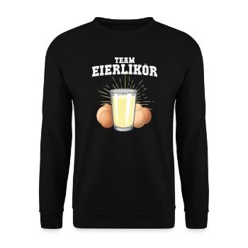Team Eierlikör Party Crew Saufen - Unisex Pullover - Schwarz - Vorne - Alina (178cm) & Michal (187cm)