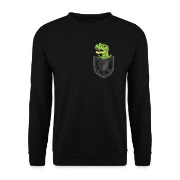 Lustige Dino T-Rex Liebhaber Geschenke - Unisex Pullover - Schwarz - Vorne - Alina (178cm) & Michal (187cm)