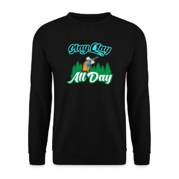 Stay Clay All Day Schießsport Tontauben - Unisex Pullover - Schwarz - Vorne - Alina (178cm) & Michal (187cm)