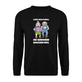 lustige sprüche altenpflege krankenpflege geschenk - Unisex Pullover - Schwarz - Vorne - Alina (178cm) & Michal (187cm)